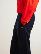 LOEWE - Logo-Embroidered Wide-Leg Cotton-Blend Drill Trousers - Blue