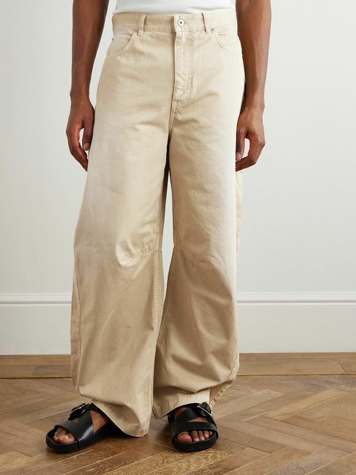 LOEWE - Paula's Ibiza Barrel-Leg Cotton-Twill Trousers - Neutrals