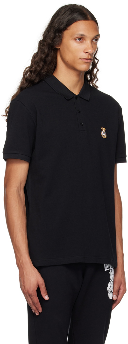 Moschino Black Teddy Patch Polo