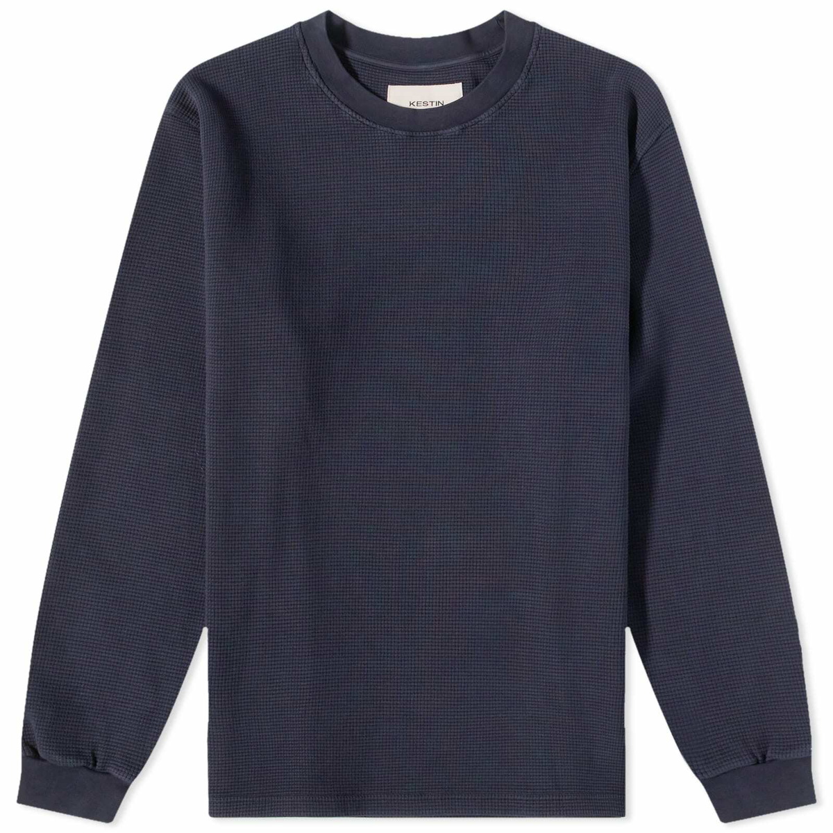 Kestin Men's Humbie Waffle Crew Sweat in Naval Navy