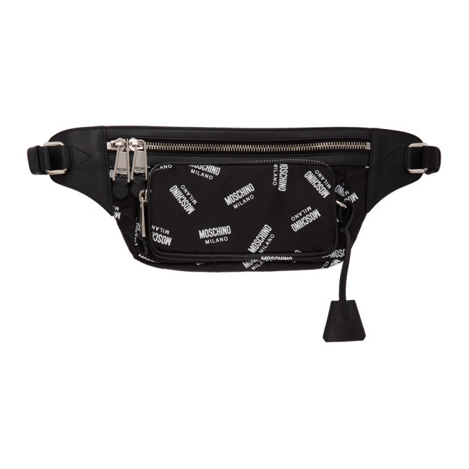 Photo: Moschino Black All Over Logo Fanny Pack