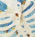 KAPITAL - Camp-Collar Printed Crepe Shirt - Blue