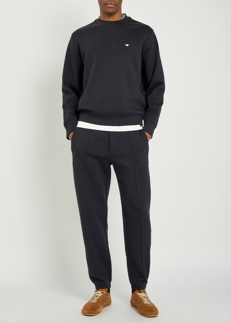 Emporio Armani Logo-embroidered Jersey Sweatshirt Navy