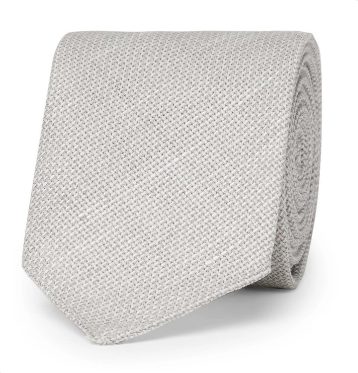 Photo: Hugo Boss - 6cm Virgin Wool and Linen-Blend Tie - Men - Cream