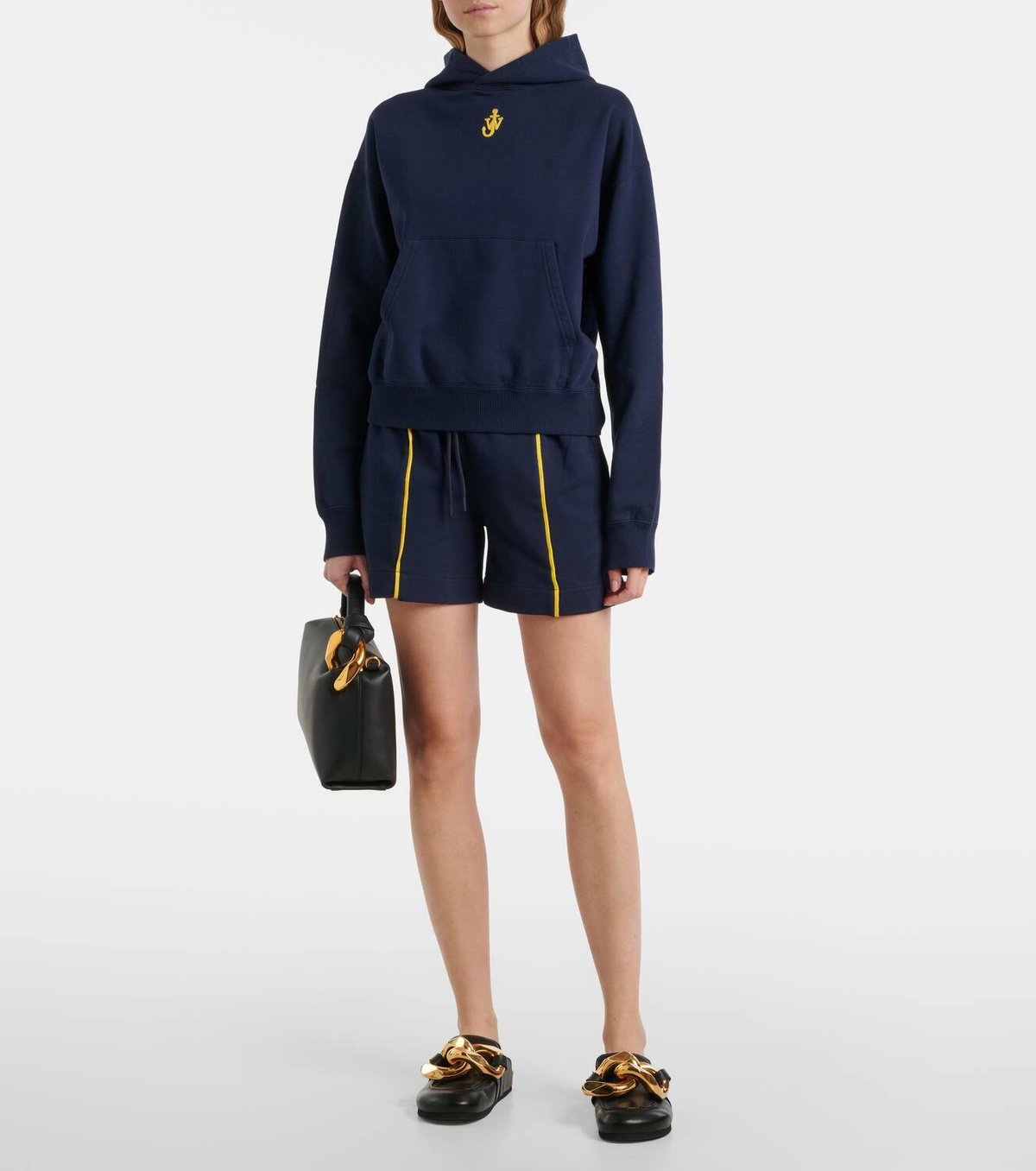 JW Anderson Anchor embroidered cropped cotton hoodie