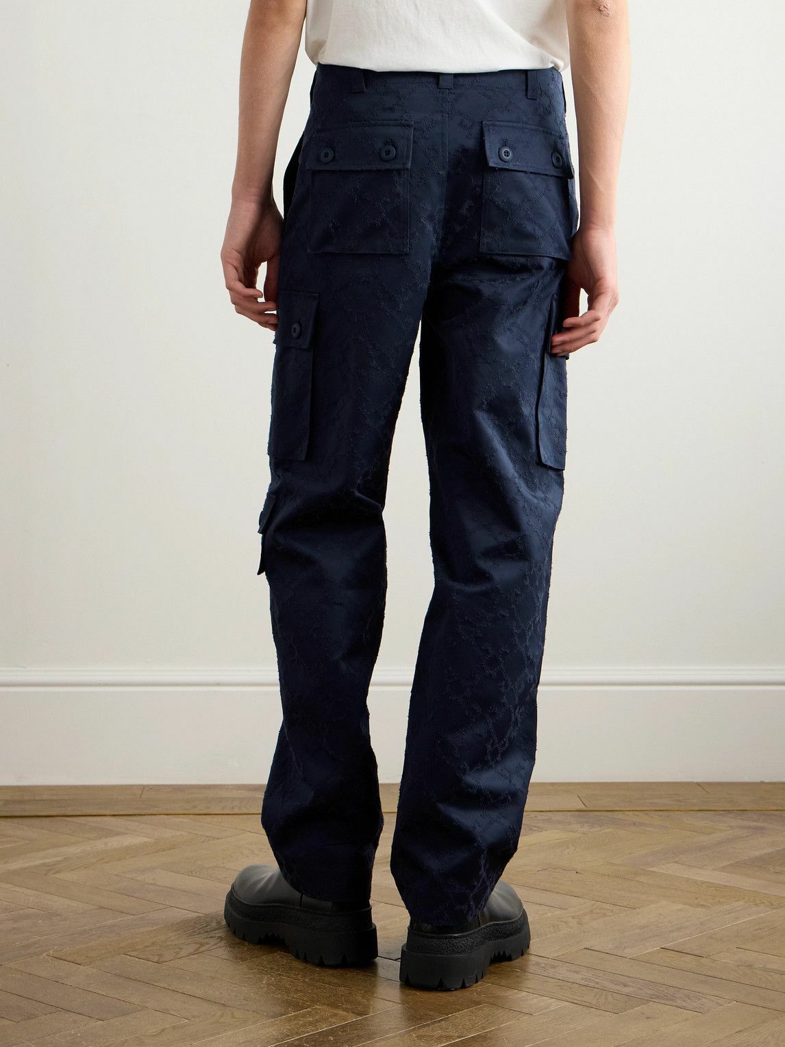 Givenchy - Straight-Leg Cotton-Twill Jacquard Cargo Trousers - Blue
