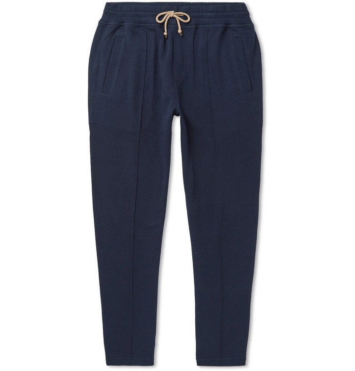 Photo: Brunello Cucinelli - Tapered Cotton-Blend Jersey Sweatpants - Blue