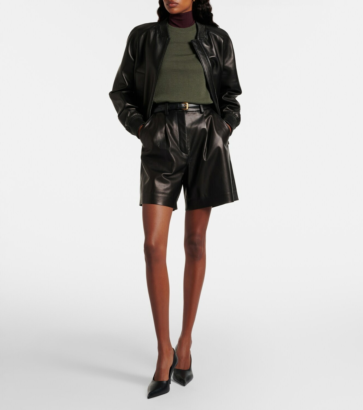 Joseph Quinn leather bomber jacket