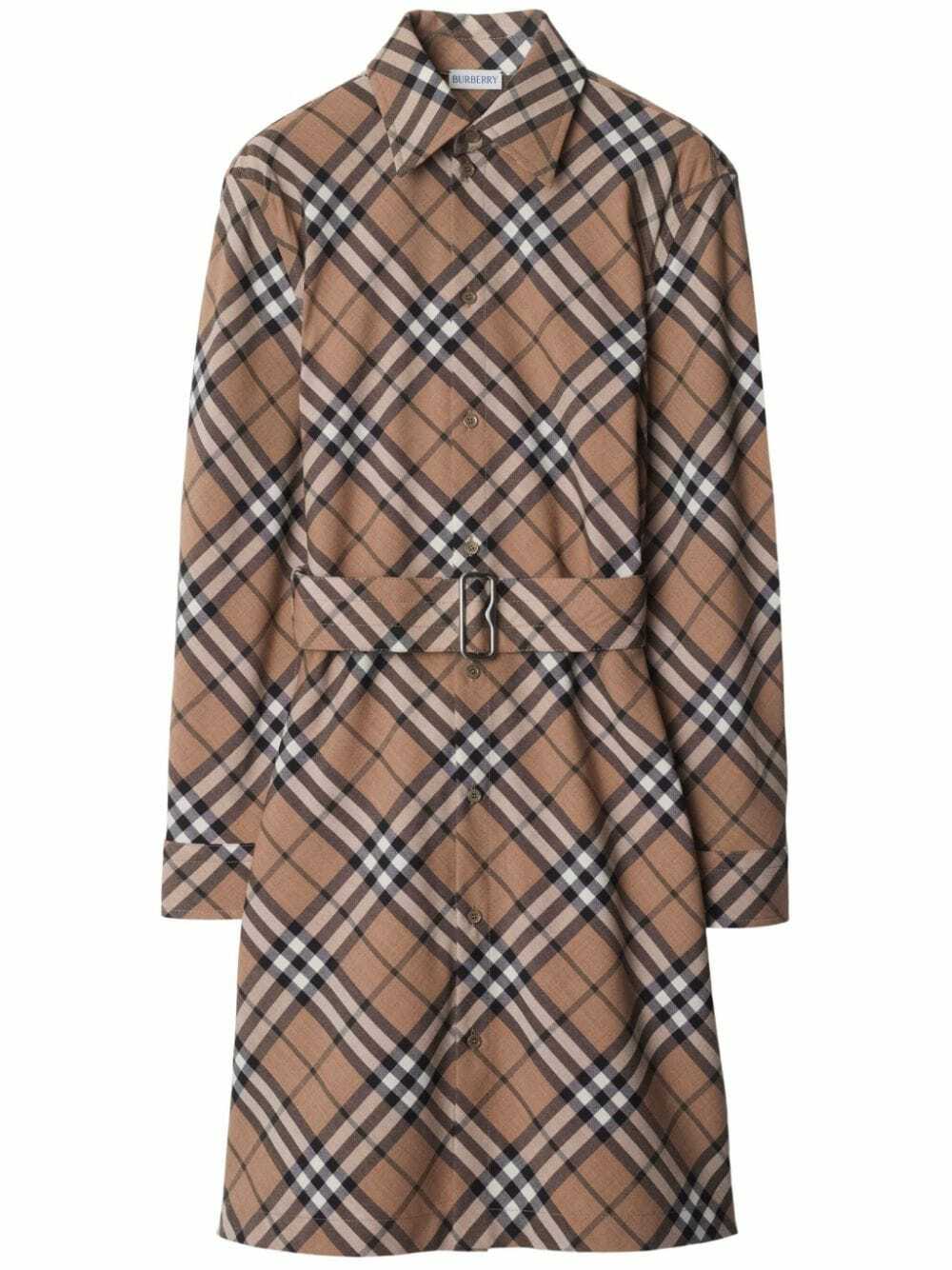 ワンピース BURBERRY CHECK WOOL BLEND CHEMISIER DRESS BURBERRY - Check Wool Blend Chemisier Dress Burberry