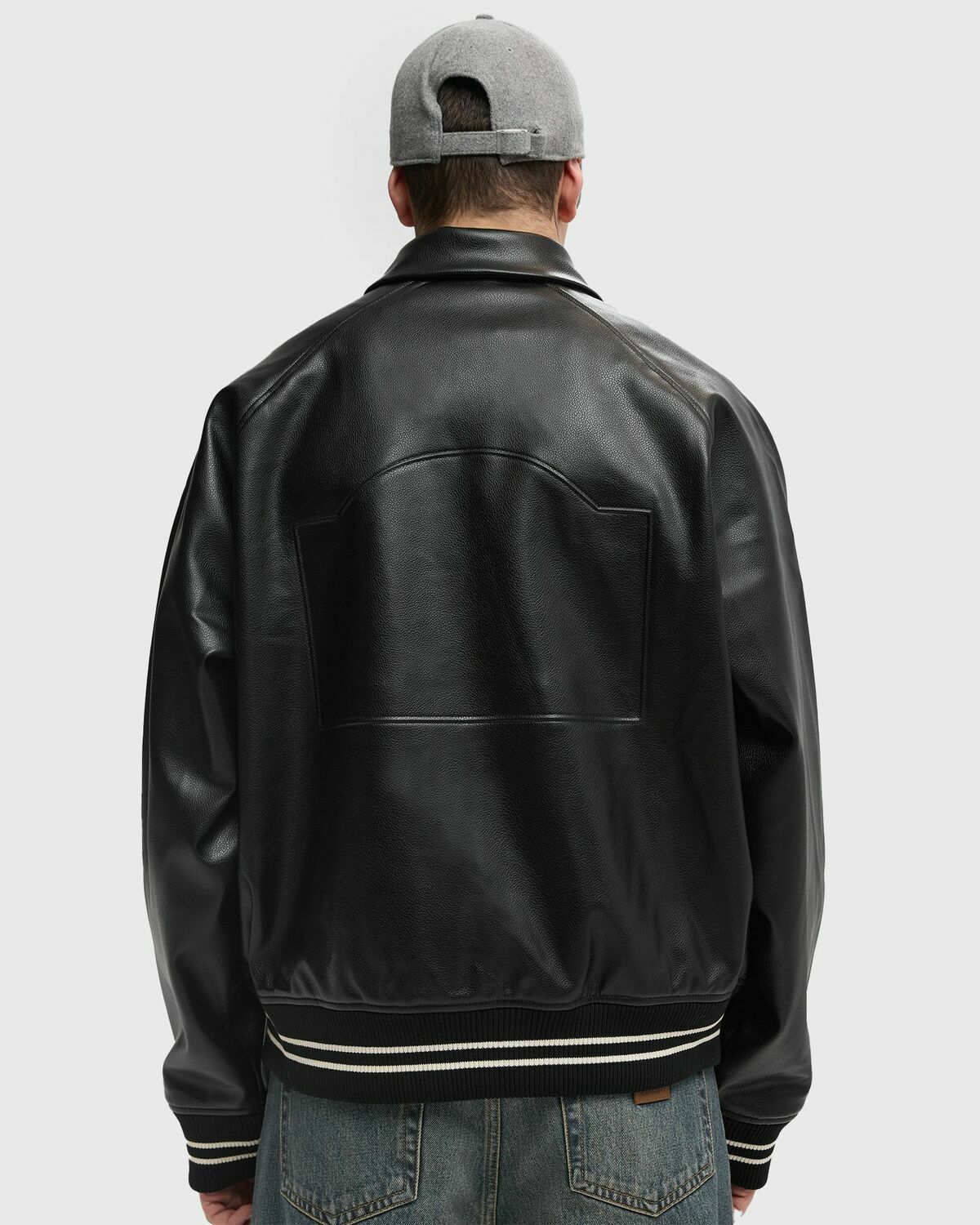 Reternity DISTRESSED LEATHER BOMBER JACKET Black Men
