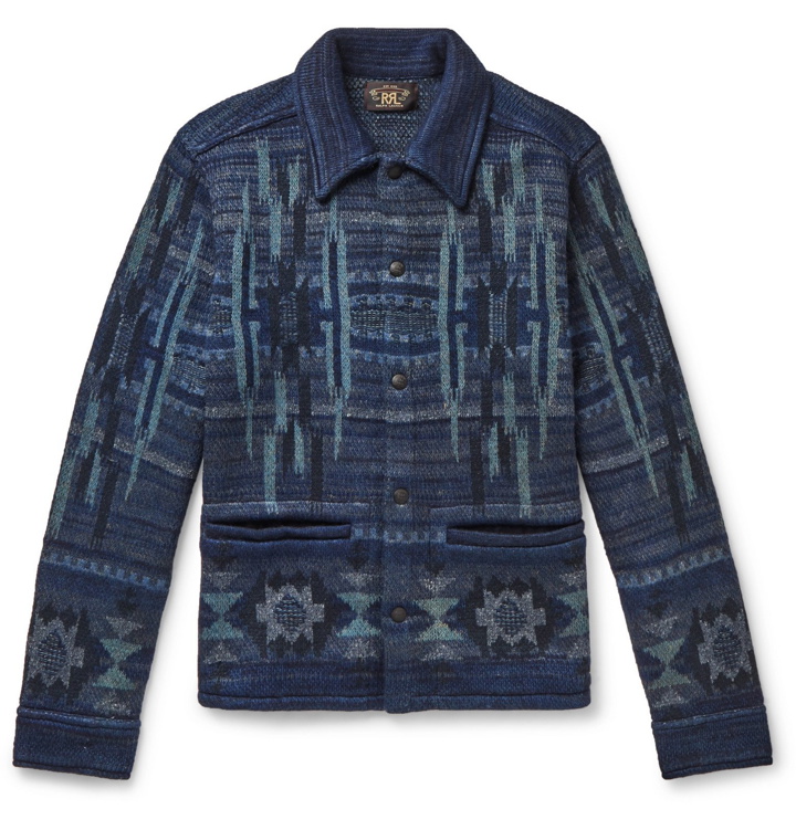 Photo: RRL - Cotton-Blend Jacquard Cardigan - Blue