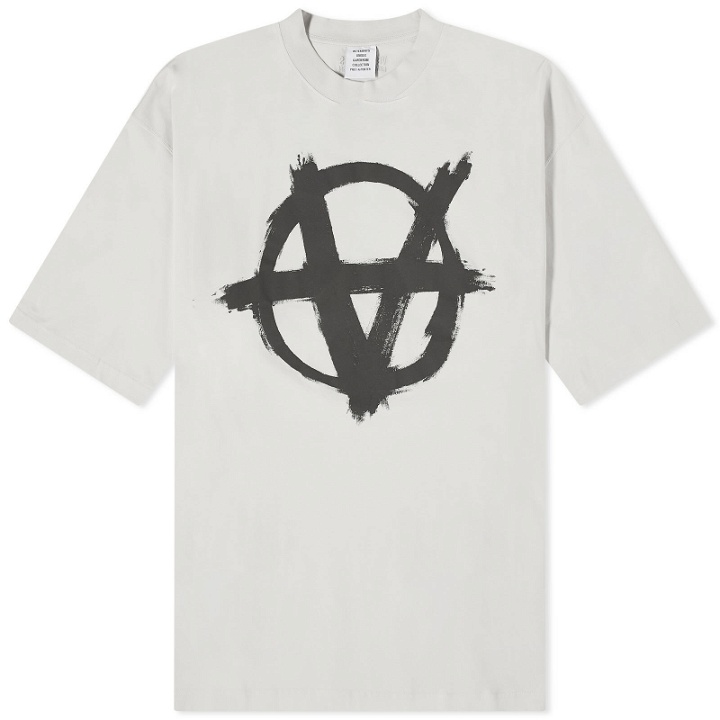 Photo: Vetements Men's Double Anarchy T-Shirt in Oyster Mushroom