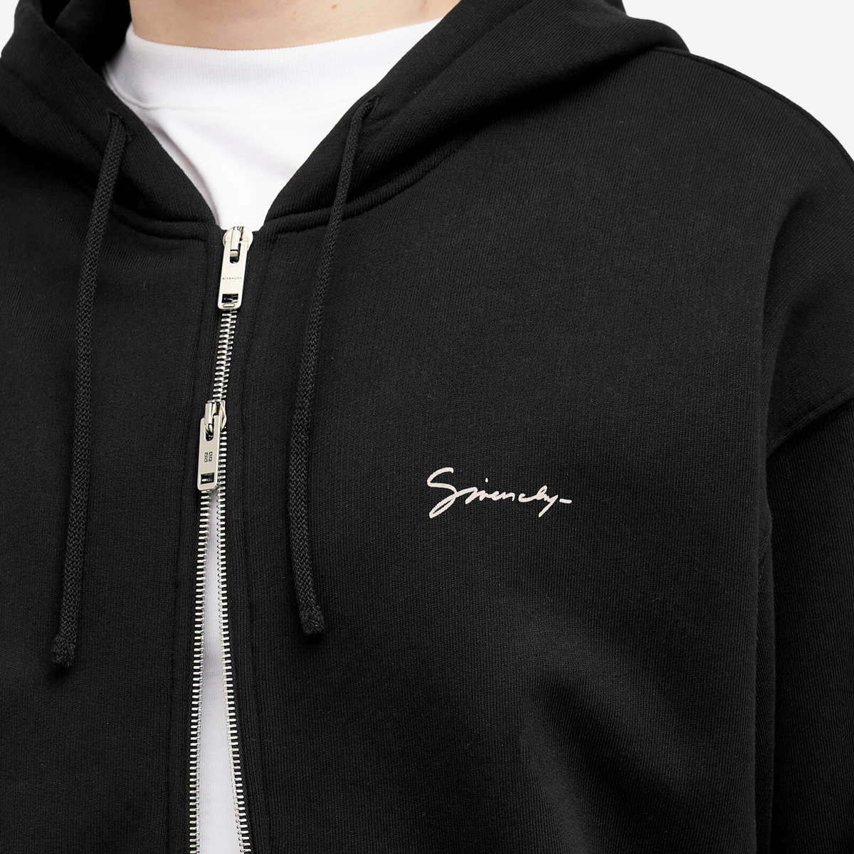 パーカー・フーディ GIVENCHY Men Hoodies BMJ0LB3YPS 001 Black Zipped hoodie in fleece with GIVENCHY Stamp print in - black