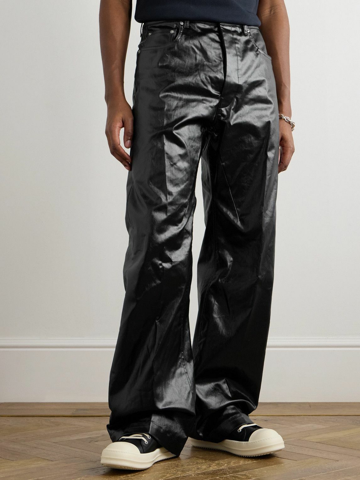 パンツ [RICK OWENS DRKSHDW] GETH COATED JEANS Rick Owens - Geth Straight-Leg Coated Jeans - Black Rick Owens