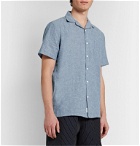 Onia - Vacation Camp-Collar Mélange Linen and Cotton-Blend Shirt - Blue
