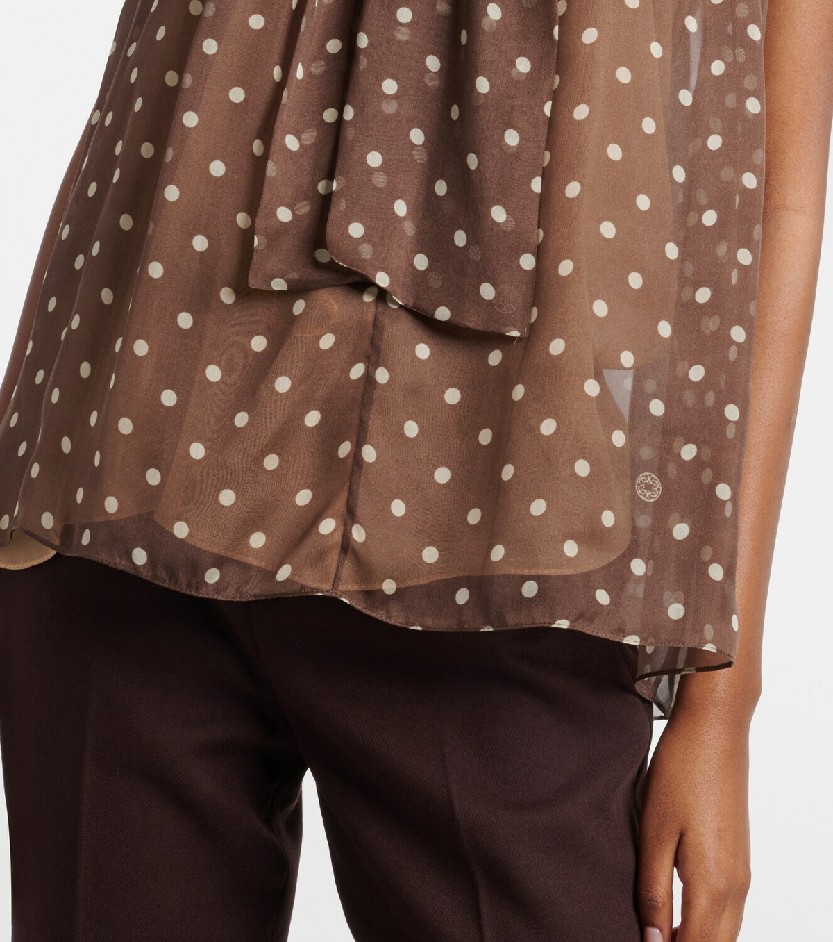 Elie Saab Polka-dot tie-neck silk chiffon top