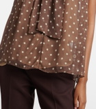 Elie Saab Polka-dot tie-neck silk chiffon top