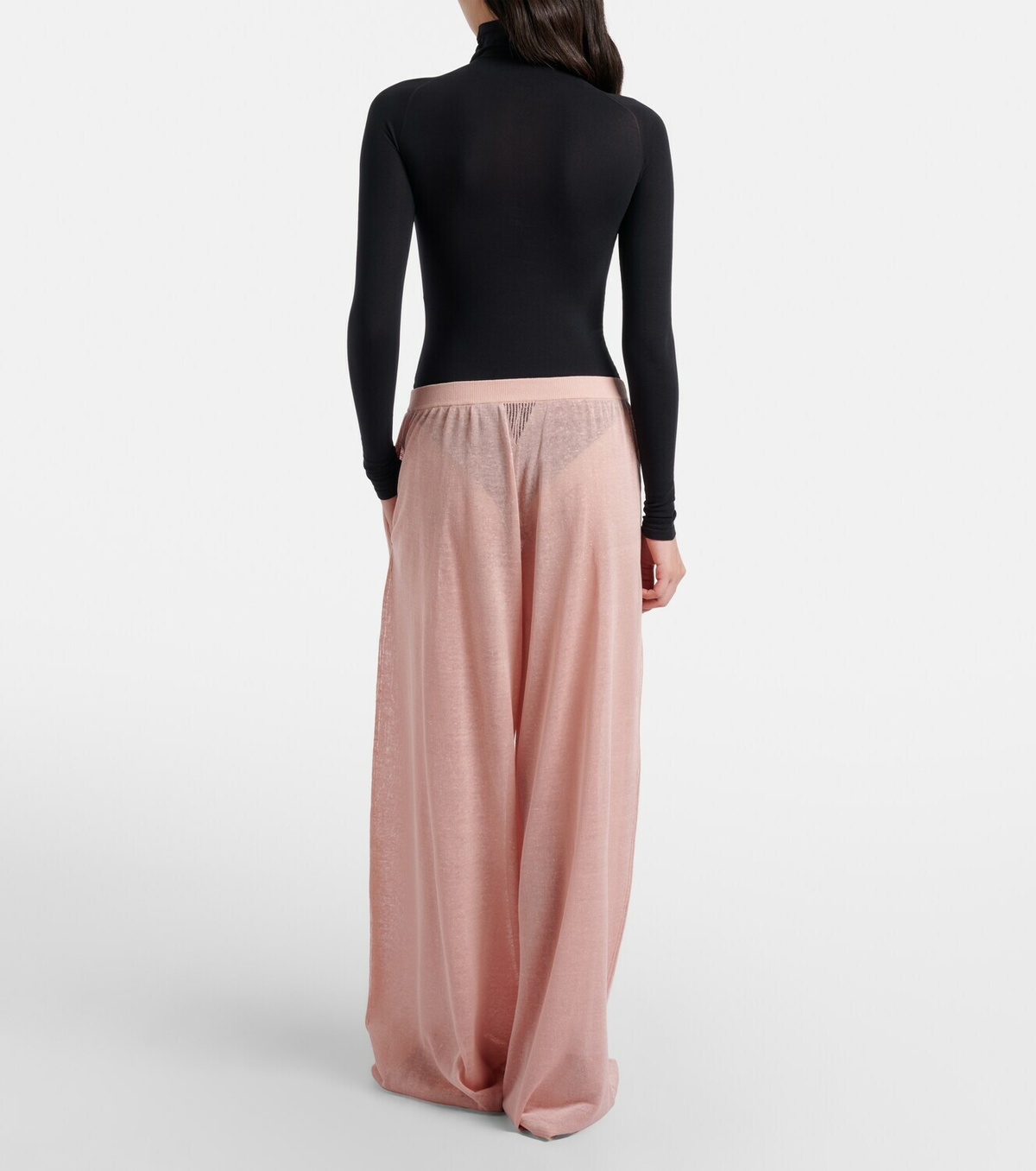 Alaïa Semi-sheer linen and silk wide-leg pants