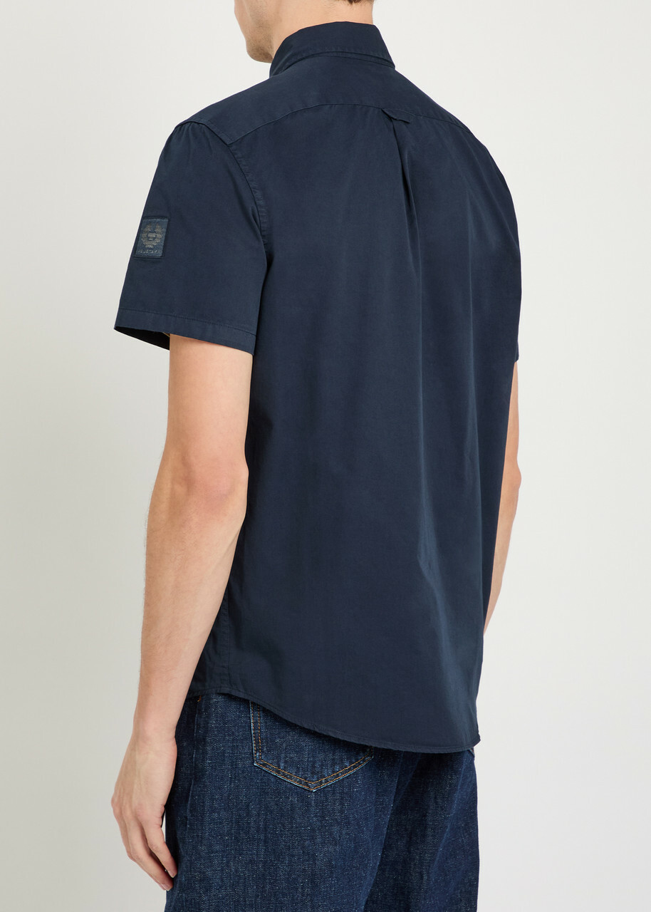 Belstaff Scale Short Sleeve Cotton Shirt Navy