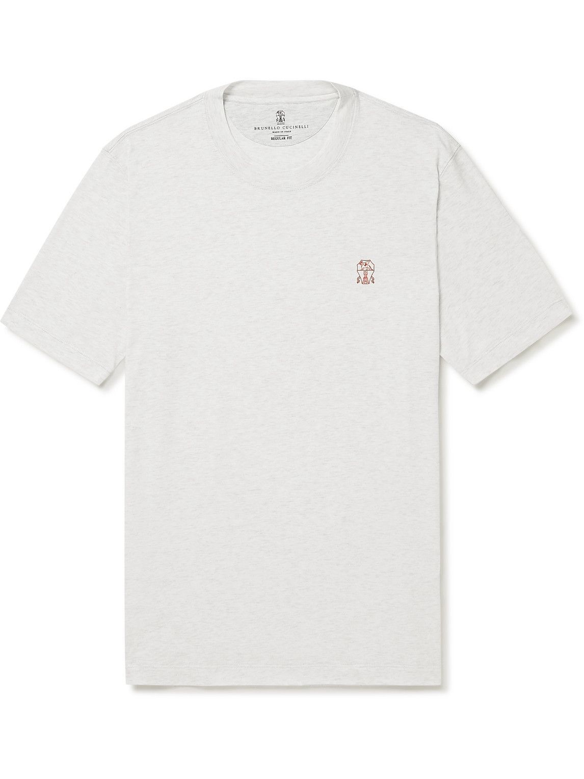 Brunello Cucinelli - Logo-Print Cotton-Jersey T-Shirt - Gray