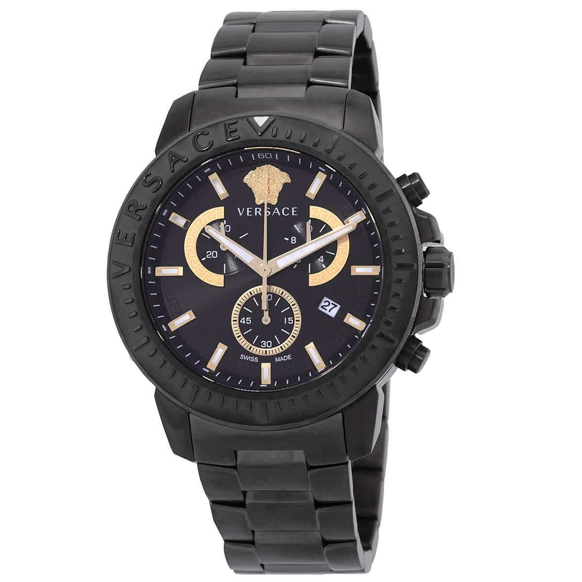 Versace New Chrono Quartz Black Dial Mens Watch VE2E00621