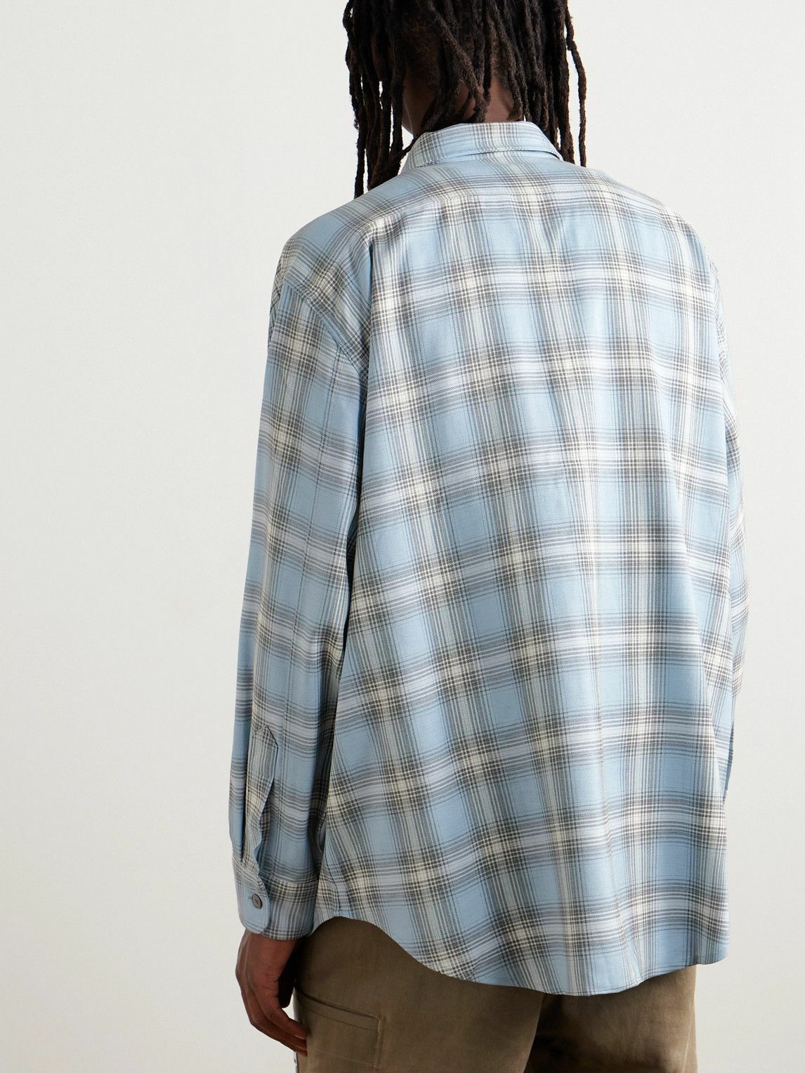 AMI PARIS - Checked Flannel Shirt - Blue AMI