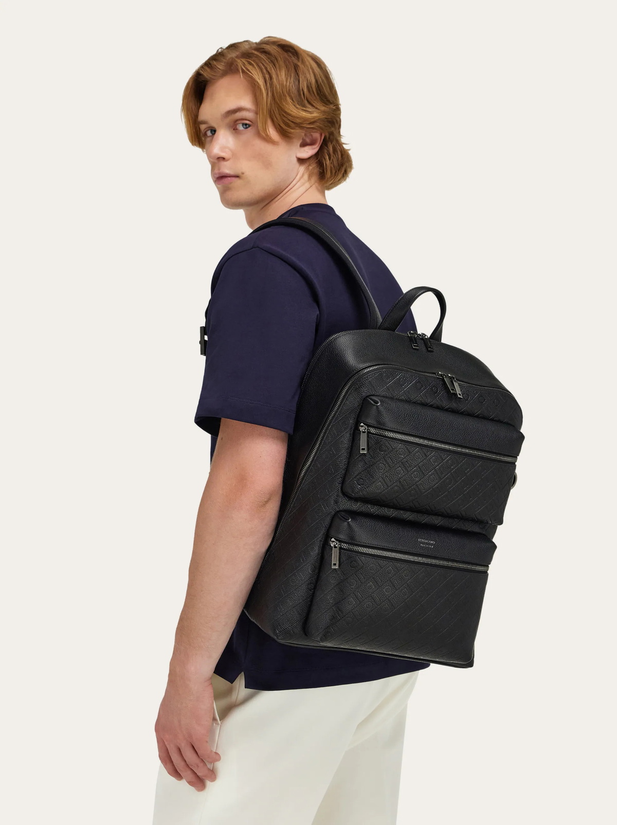 Ferragamo Mens Ferragamo Monogram backpack in Black