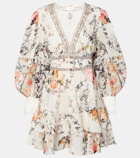 Camilla Floral linen and silk minidress