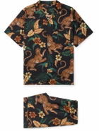 Desmond & Dempsey - Soleia Camp-Collar Printed Cotton-Poplin Pyjama Set - Black
