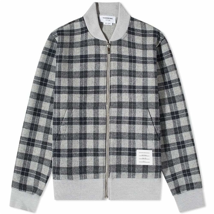 Photo: Thom Browne Men's Check Bomber Jacket in Light Grey