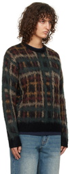 Dime Black Plaid Mohair Knit Sweater