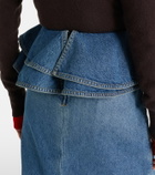 Plan C Peplum denim midi skirt