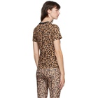 Versace Jeans Couture Beige and Black Leopard Logo T-Shirt