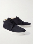 Ermenegildo Zegna - #UseTheExisting Triple Stitch Mid Top Wool-Lined Suede Sneakers - Blue