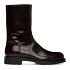 Dries Van Noten Brown Patent Zip-Up Boots