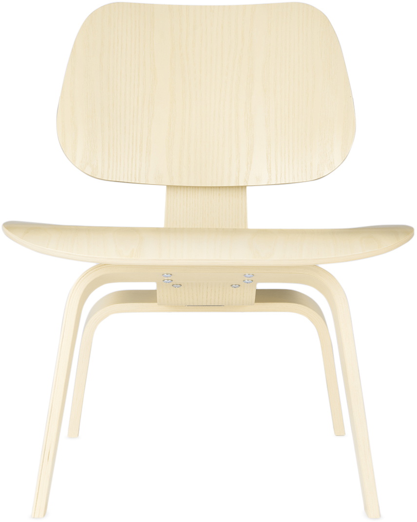 HERMAN MILLER Off-White Eames Molded Plywood Wood Base Lounge Chair