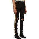 Amiri Black and Gold Glitter Track Jeans