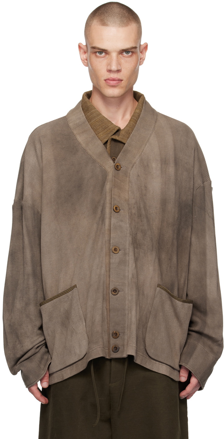 Aviva Jifei Xue Brown V-Neck Cardigan
