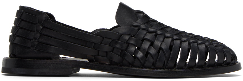 Ralph Lauren Purple Label Black Hand-Woven Loafers