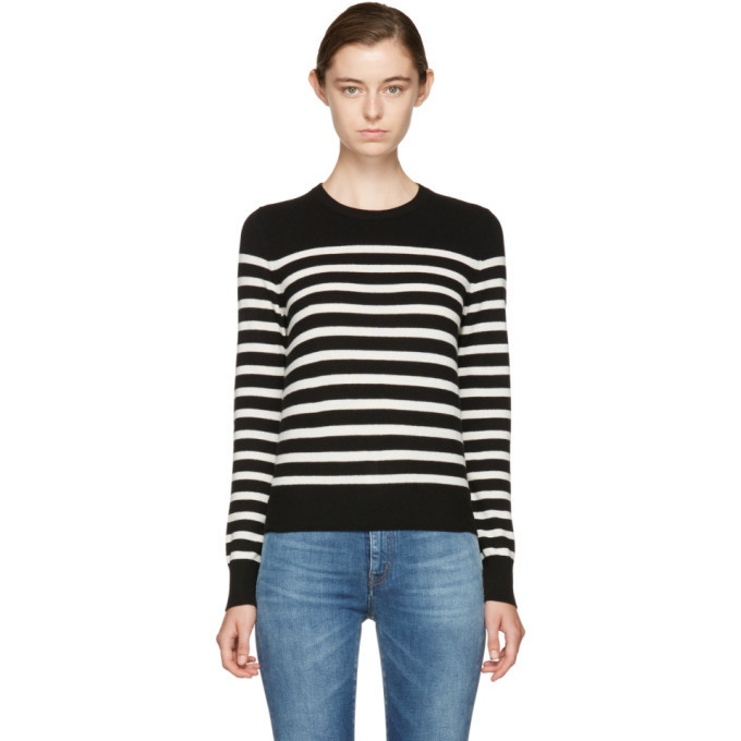 Saint Laurent Black and Ivory Cashmere Mariniere Sweater Saint Laurent