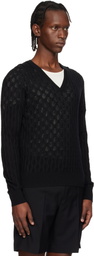 Dries Van Noten Black Open-Knit Sweater