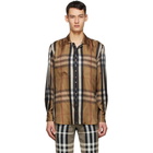 Burberry Brown Silk Twill Reconstructed Shirt