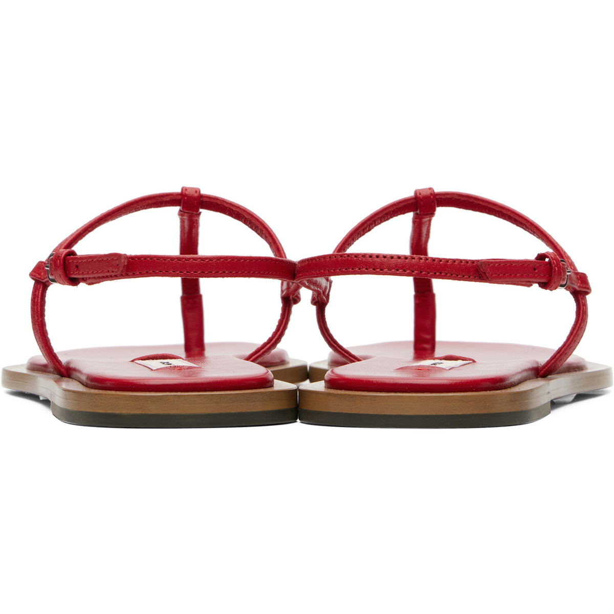 TOTEME Red T-Strap Nappa Sandals