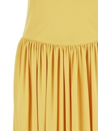 Lanvin Gathered Skirt V Neckline Long Dress