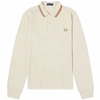 Fred Perry Men's Long Sleeve Twin Tipped Polo Shirt in Oatmeal