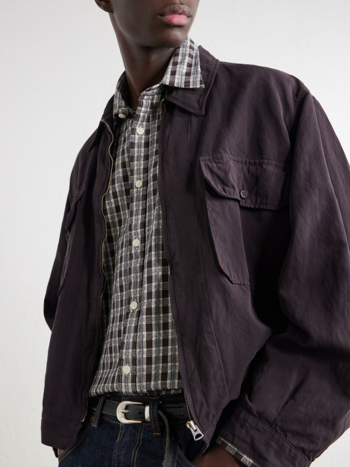 NN07 - Deon 50007 Checked Mouliné Woven Organic Cotton Shirt - Brown