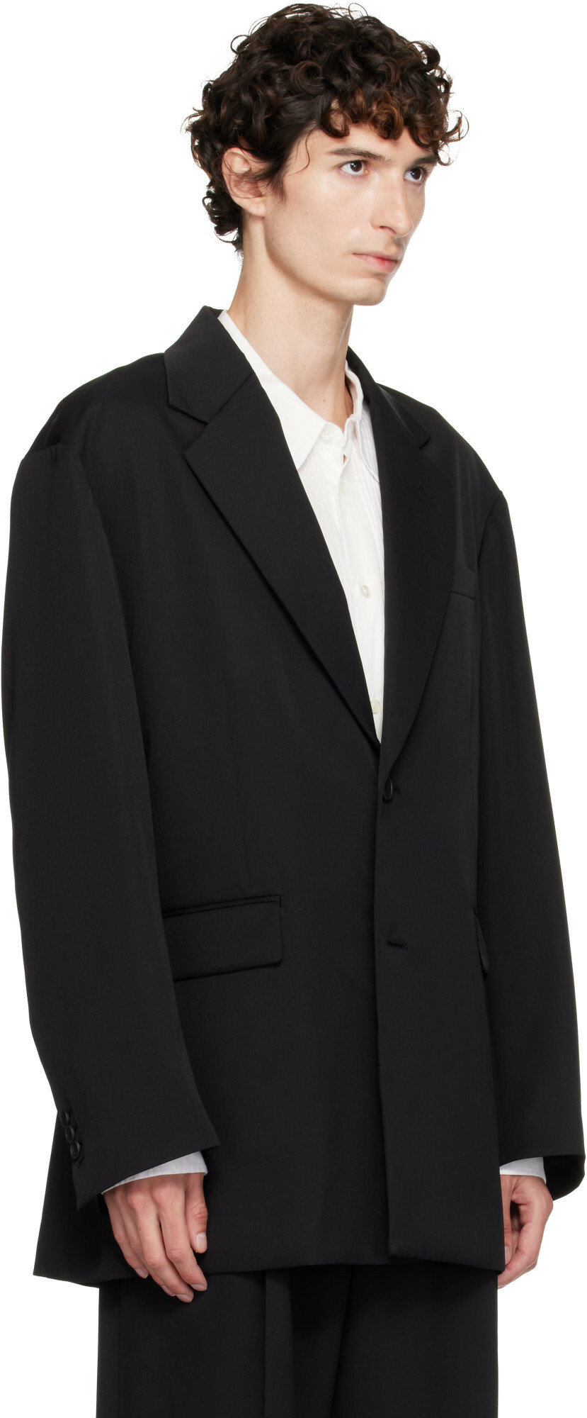 ssstein Black Oversized Single Breasted Long Blazer