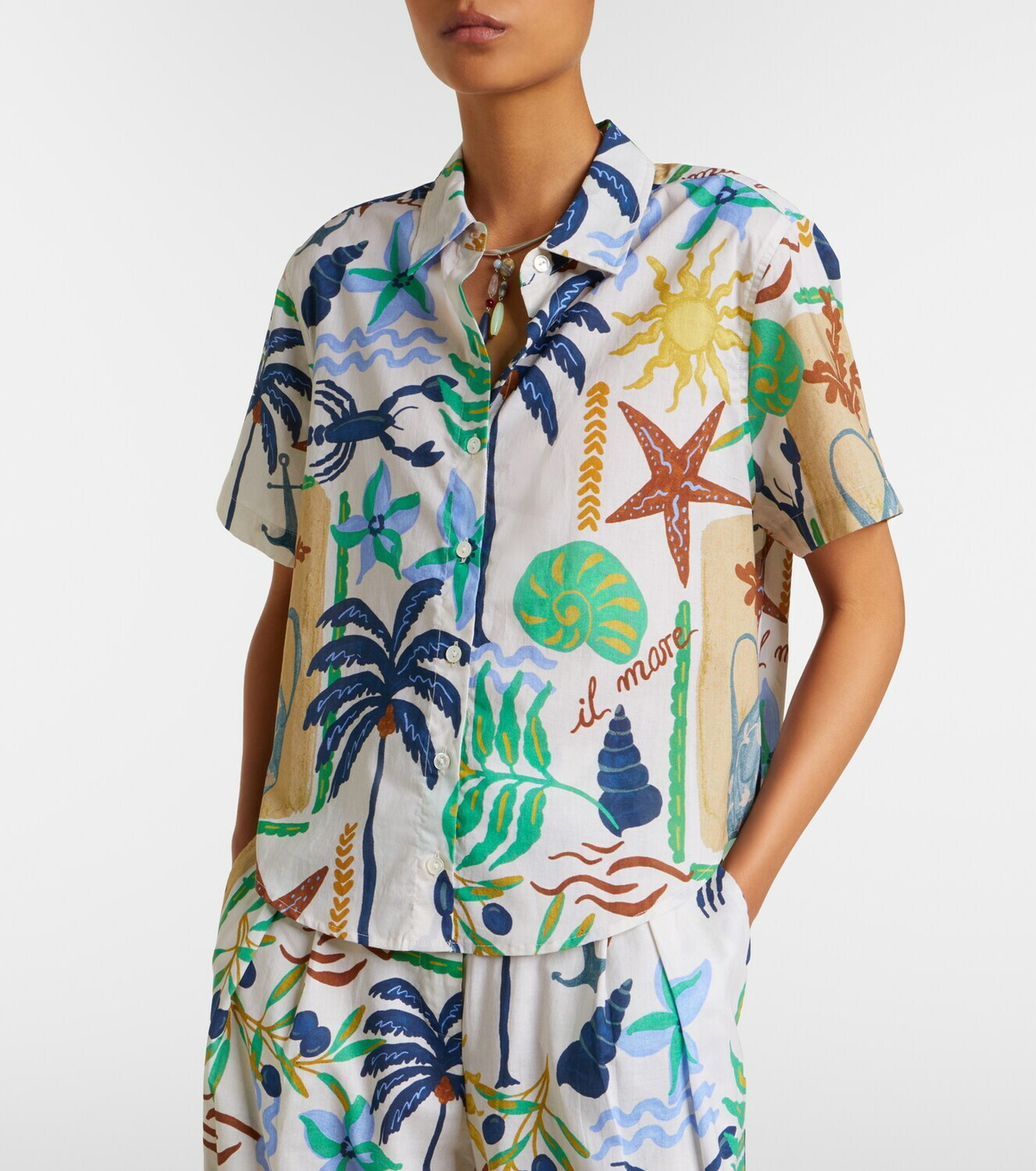 Velvet Marnie printed cotton poplin shirt