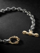 HOORSENBUHS - Open-Link Sterling Silver, 18-Karat Gold and Diamond Bracelet - Silver