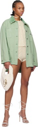 Blumarine Green Rhinestone Logo Jacket